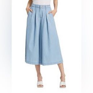 New L’Agence Elowyn High Rise Cropped Jeans Apperson Light Wash Wide Pleat Sz 25